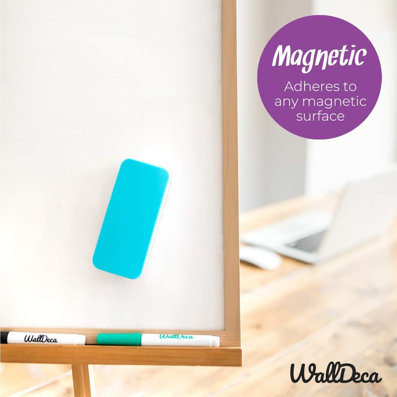 WallDeca Dry Erase Eraser, Felt Bottom Surface Whiteboard Eraser, Magnetic, Teal - Image 3